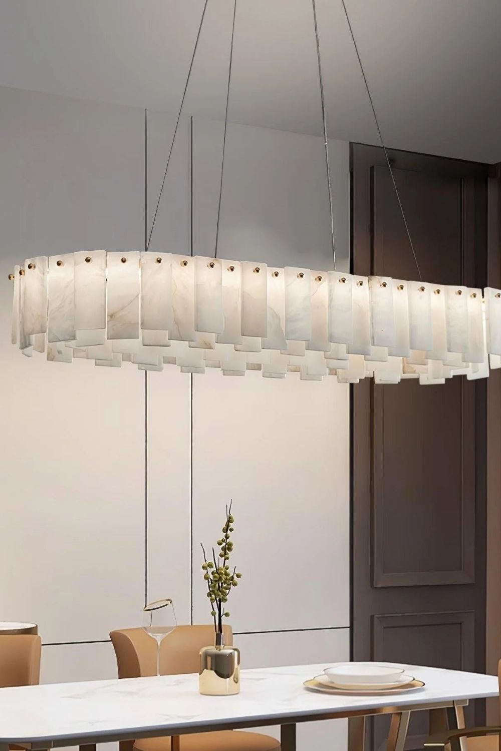 Modern Alabaster Celestial Round Chandelier - view 13 | everlamps