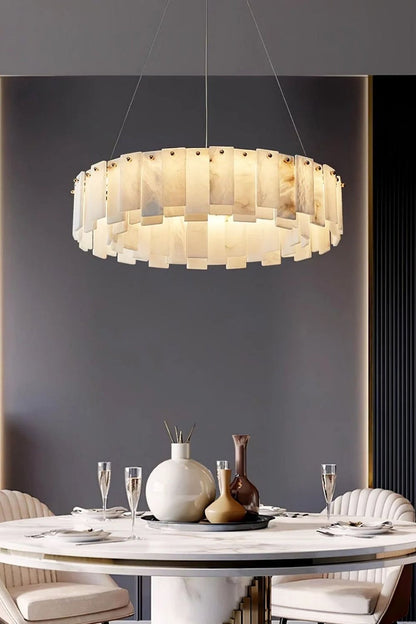 Modern Alabaster Celestial Round Chandelier - view 2 | everlamps