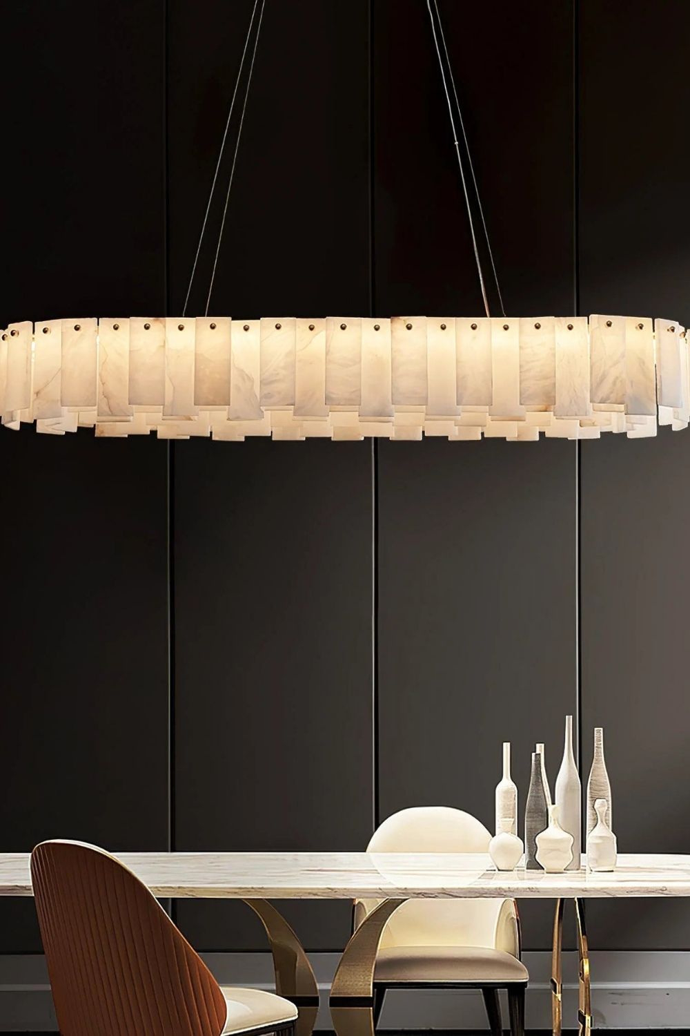 Modern Alabaster Celestial Round Chandelier - view 3 | everlamps