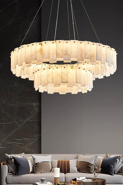 Modern Alabaster Celestial Round Chandelier - view 5 | everlamps