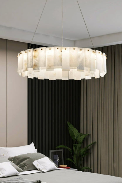 Modern Alabaster Celestial Round Chandelier - view 8 | everlamps
