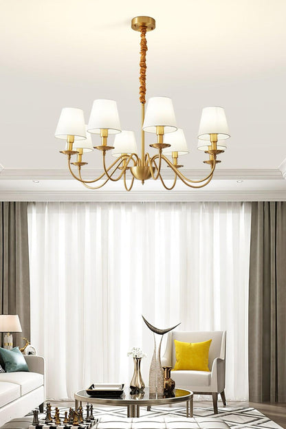 Modern Brass Fabric Chandelier - view 2 | everlamps