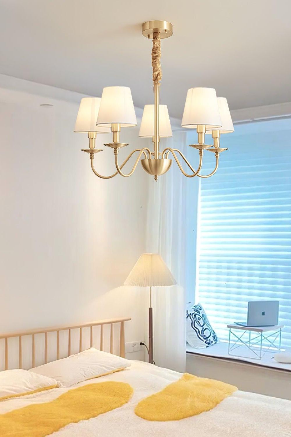 Modern Brass Fabric Chandelier - view 4 | everlamps