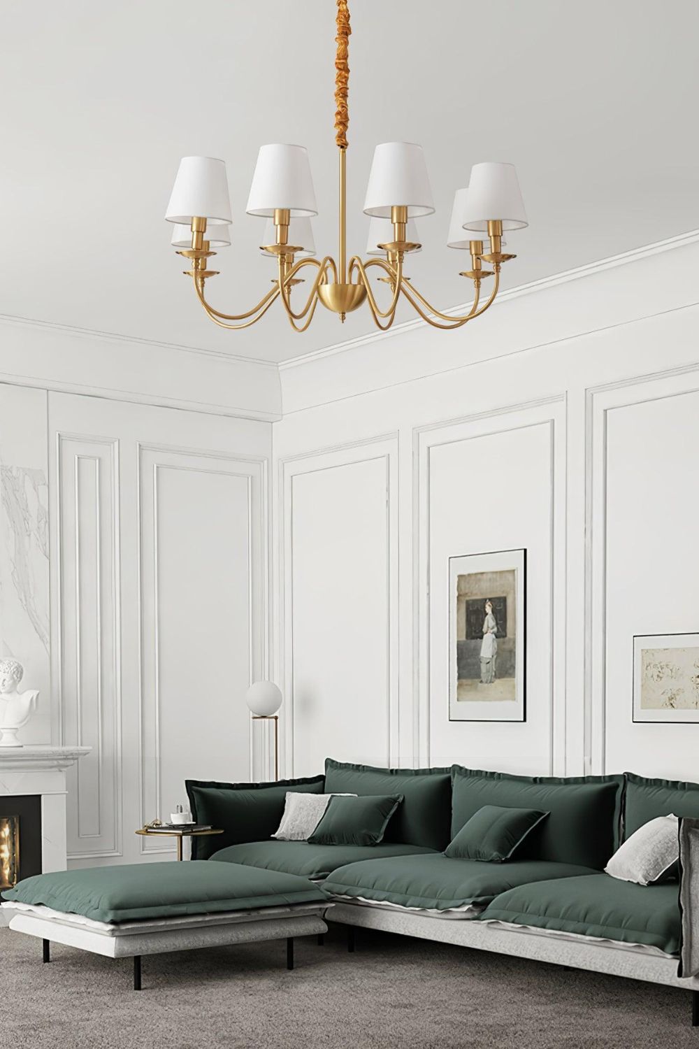 Modern Brass Fabric Chandelier - view 7 | everlamps
