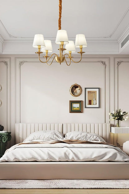 Modern Brass Fabric Chandelier - view 9 | everlamps