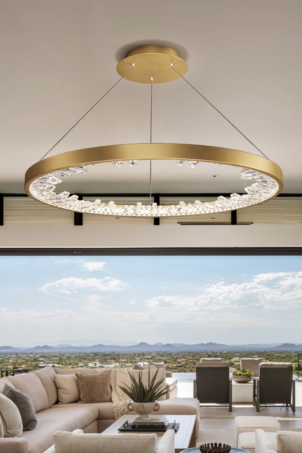 Modern Halo Crystal Ring Chandelier - view 3 | everlamps