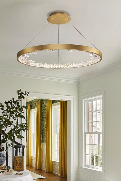 Modern Halo Crystal Ring Chandelier - view 2 | everlamps