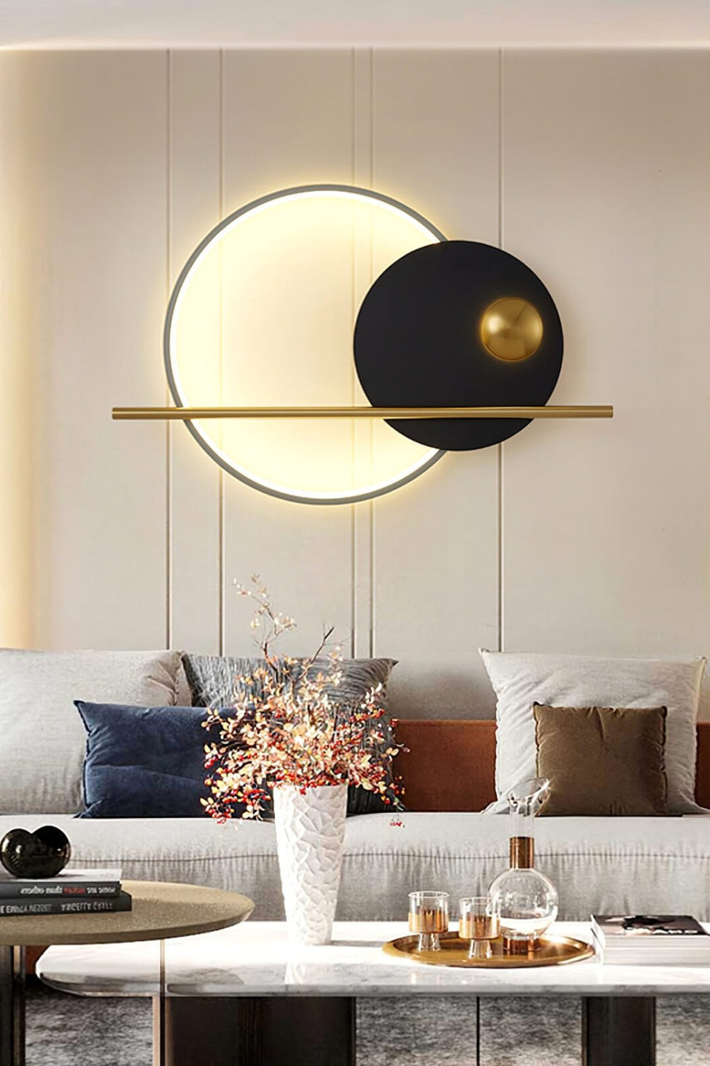 Modern Linear Double Circle Wall Light - view 11 | everlamps