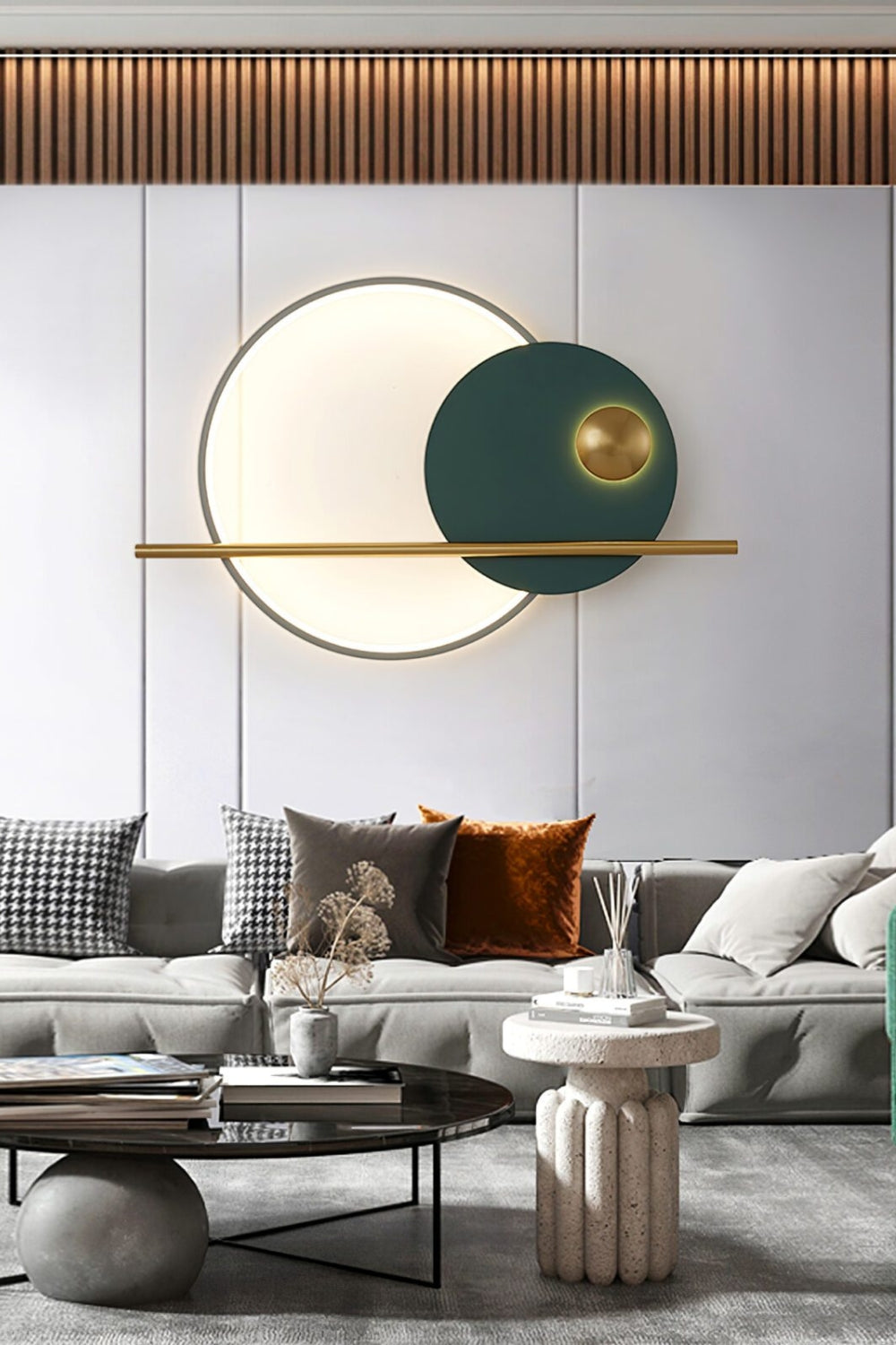 Modern Linear Double Circle Wall Light - view 14 | everlamps