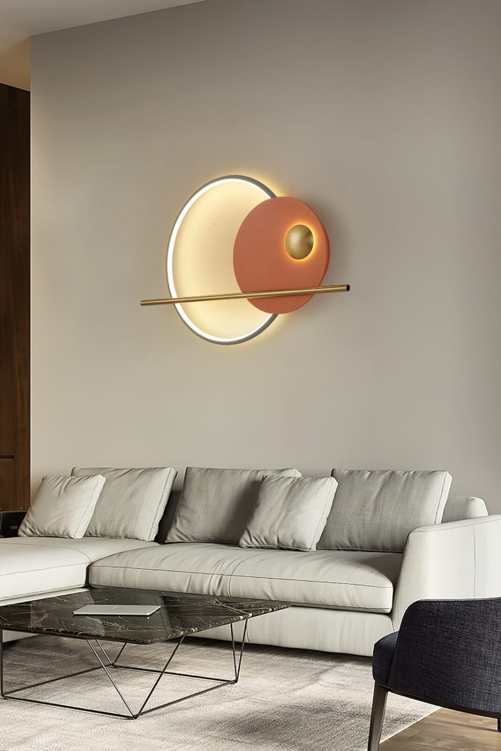 Modern Linear Double Circle Wall Light - view 7 | everlamps