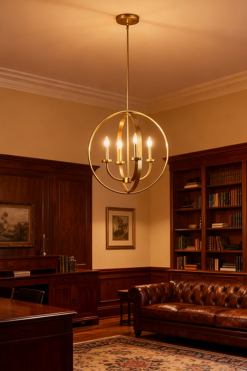 Modern Round Lantern Chandelier - view 9 | everlamps
