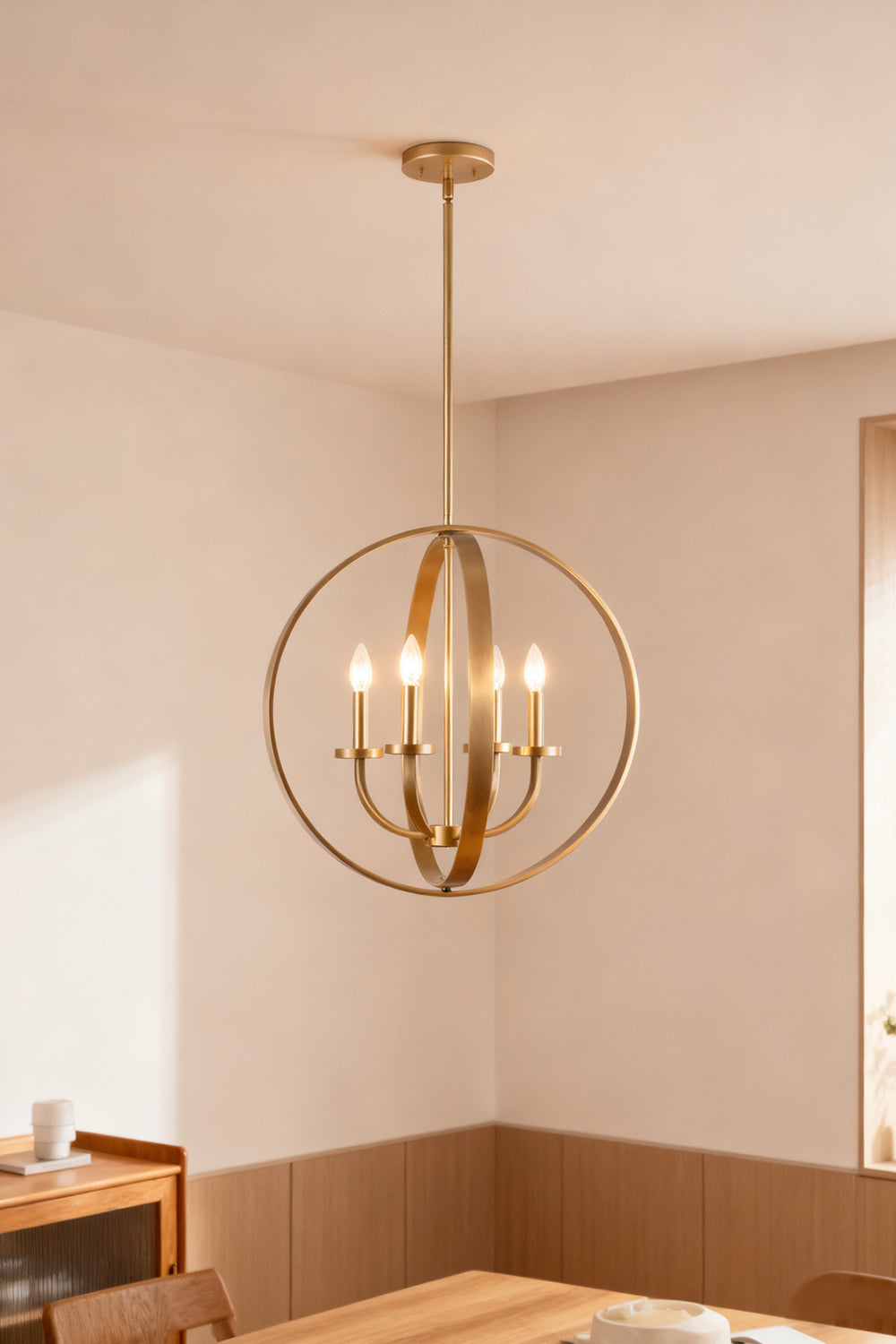 Modern Round Lantern Chandelier - view 6 | everlamps