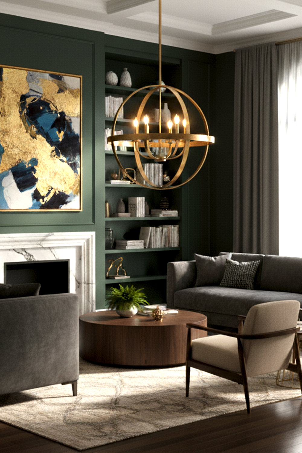 Modern Round Lantern Chandelier - view 11 | everlamps