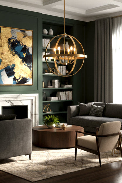 Modern Round Lantern Chandelier - view 11 | everlamps