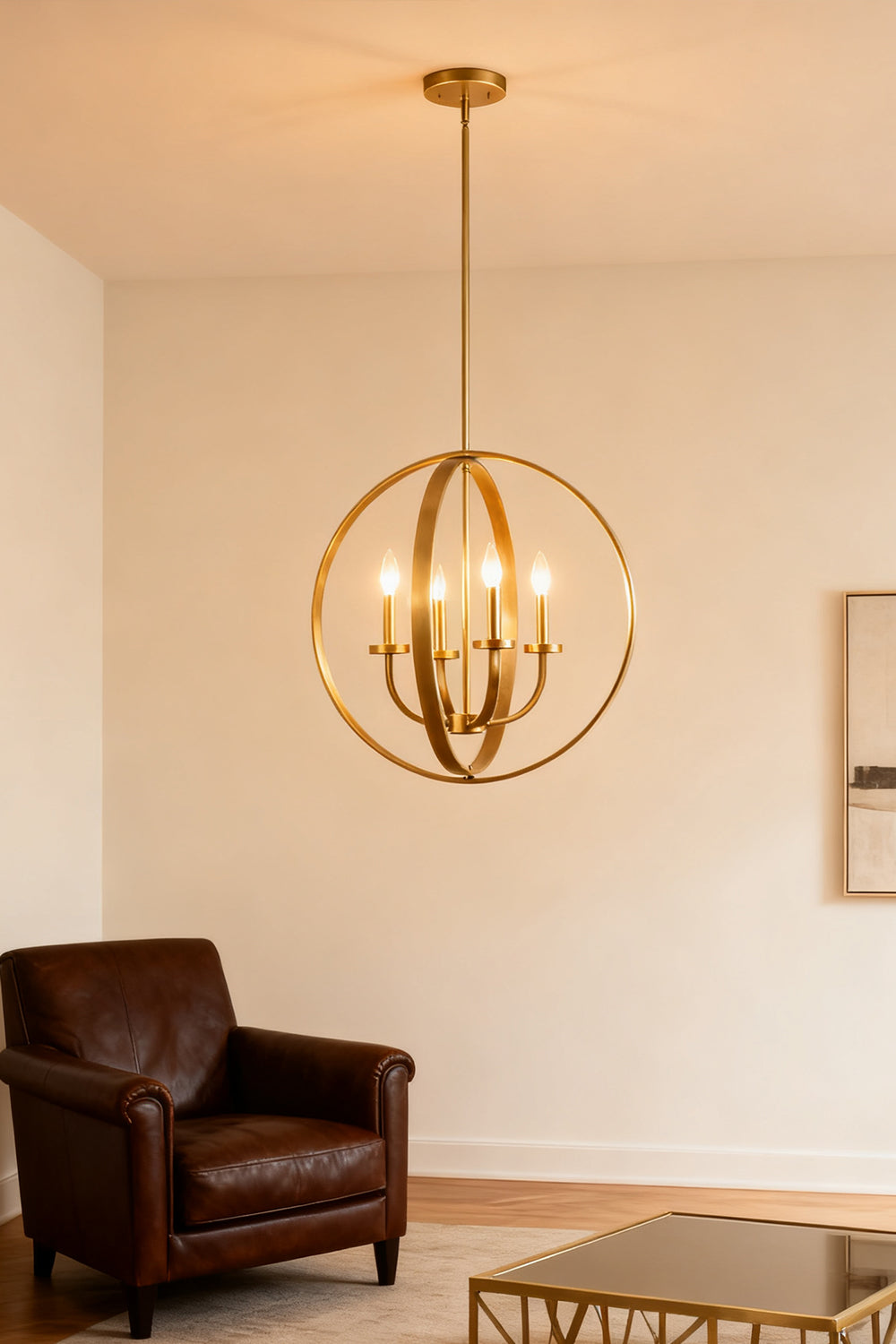 Modern Round Lantern Chandelier - view 5 | everlamps