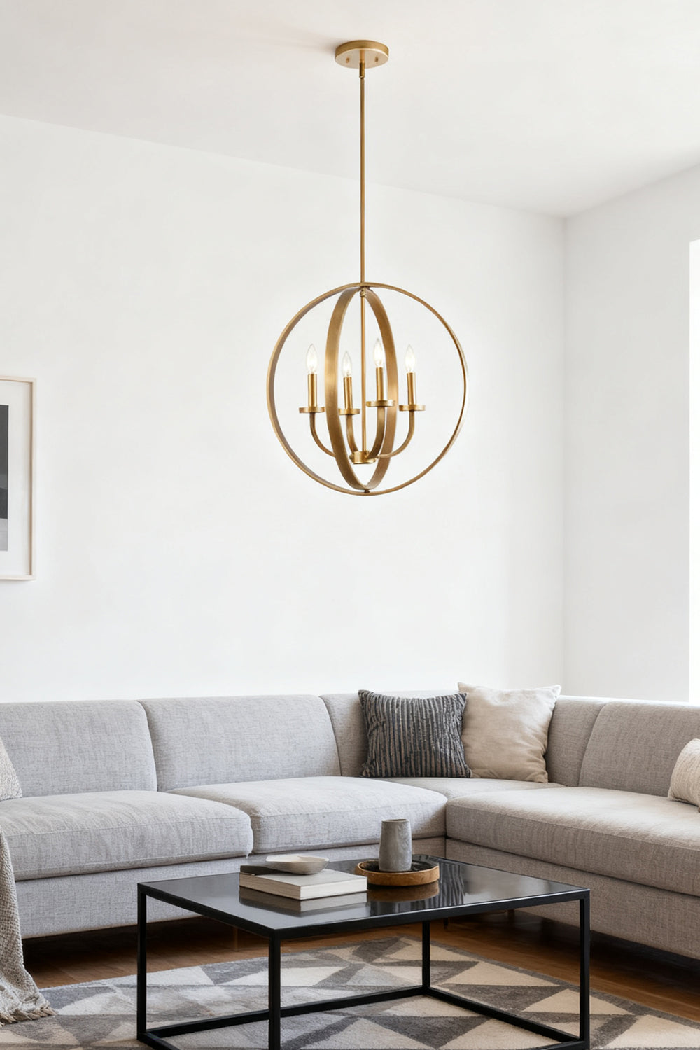 Modern Round Lantern Chandelier - view 7 | everlamps