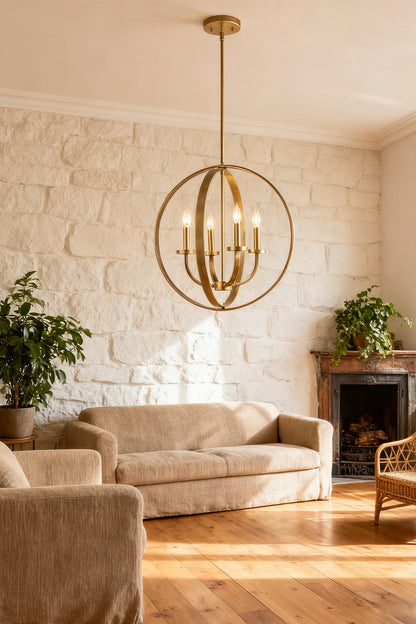 Modern Round Lantern Chandelier - view 8 | everlamps