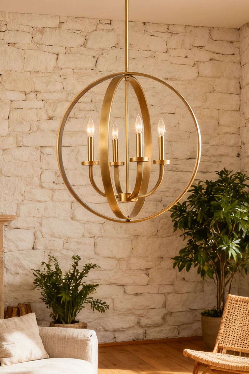 Modern Round Lantern Chandelier - view 10 | everlamps