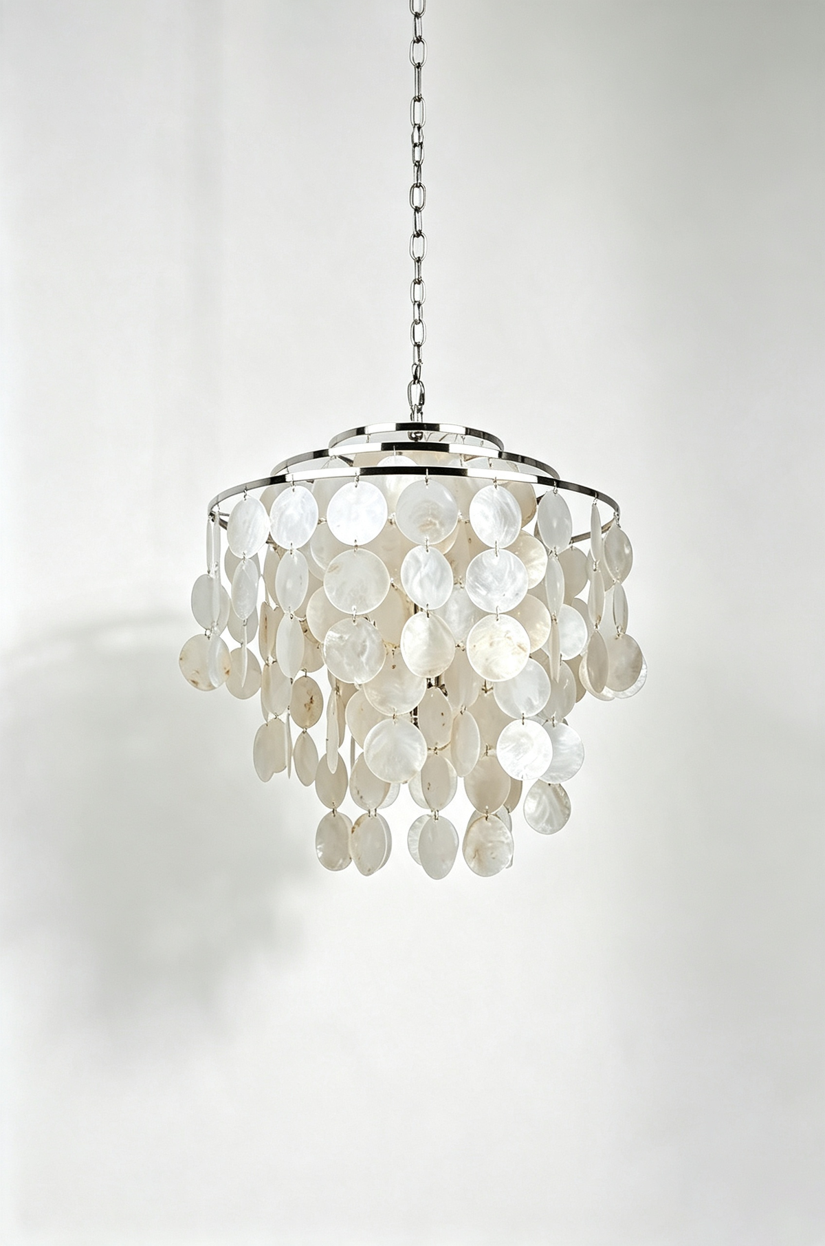 Modern Tiered Capiz Shell Chandelier