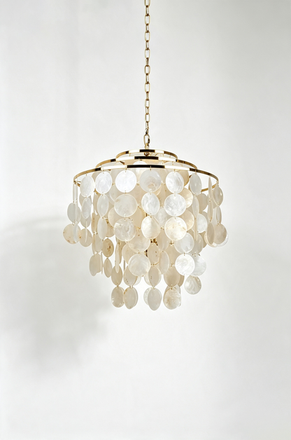 Modern Tiered Capiz Shell Chandelier