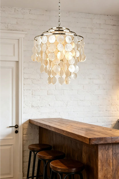 Modern Tiered Capiz Shell Chandelier