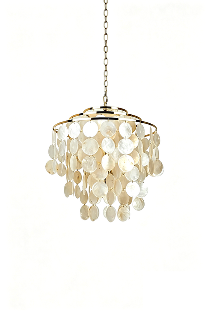 Modern Tiered Capiz Shell Chandelier