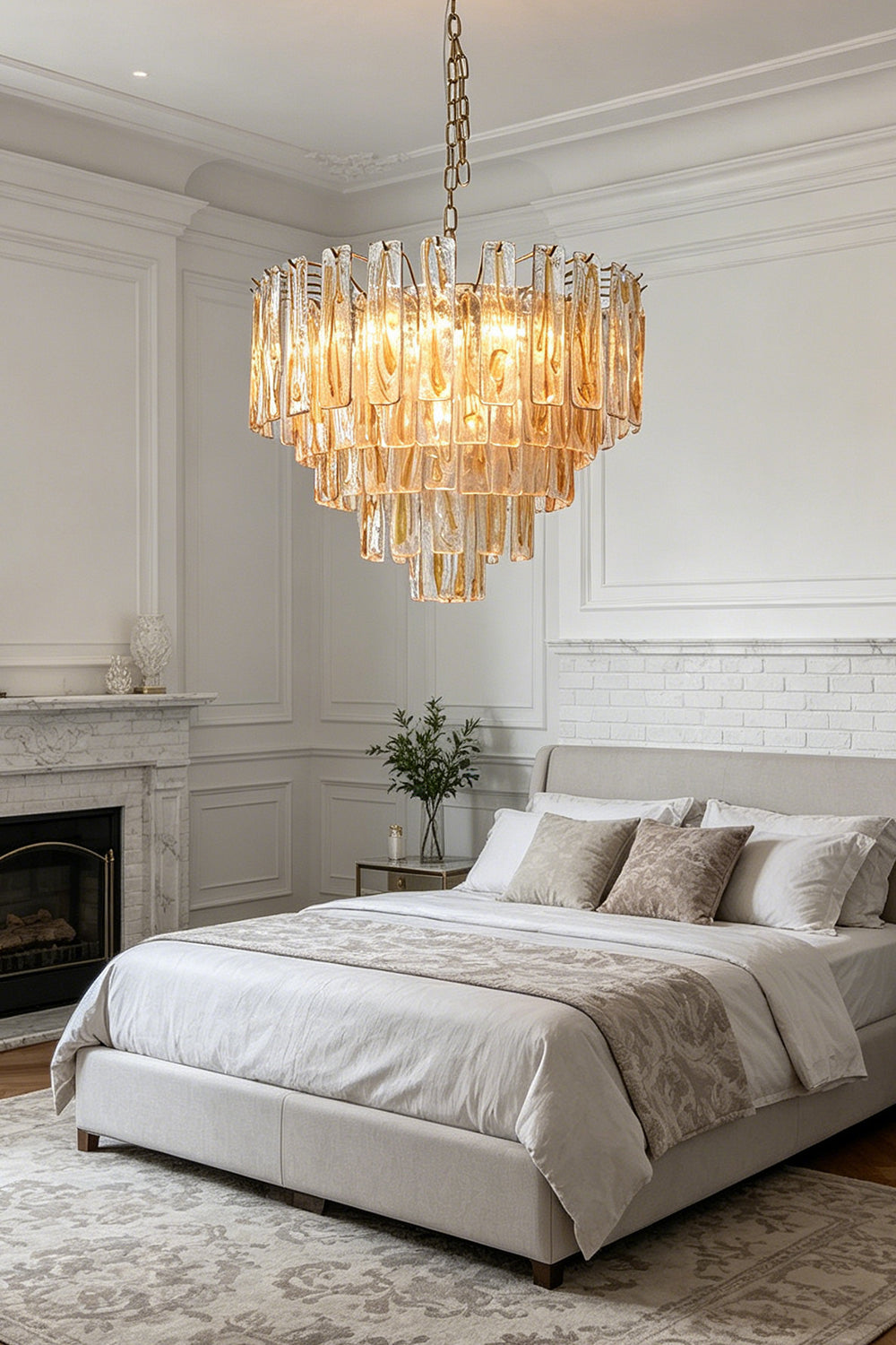Molten Amber Glass Chandelier for Bedroom | vexa lamps