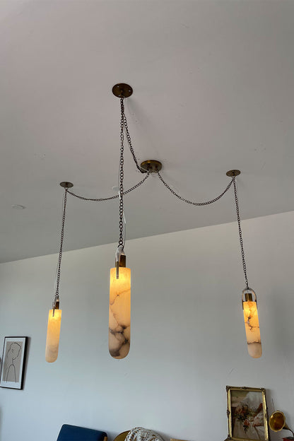 Multi-head Alabaster Cylindrical Chandelier - view 19 | everlamps