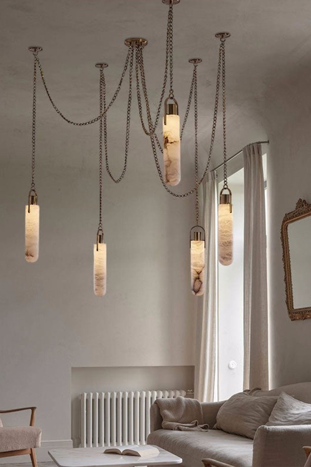 Multi-head Alabaster Cylindrical Chandelier - view 13 | everlamps