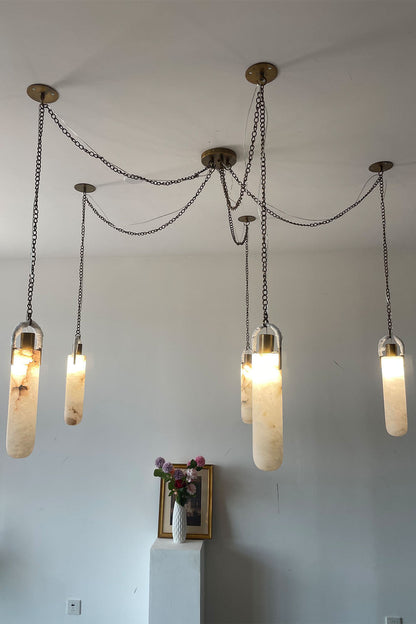Multi-head Alabaster Cylindrical Chandelier - view 10 | everlamps