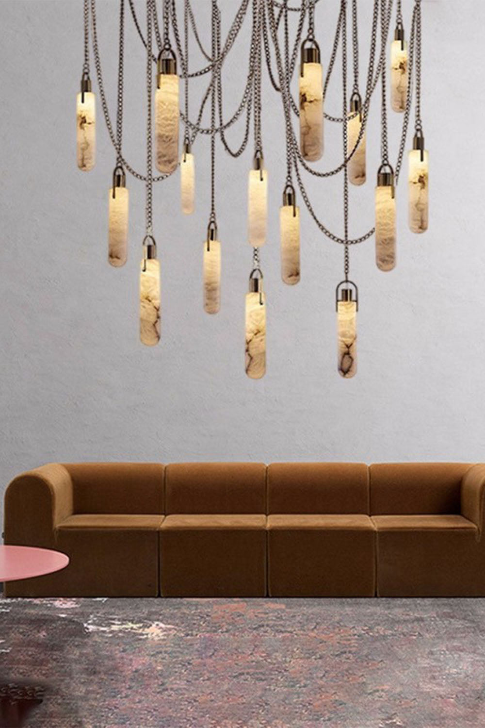 Multi-head Alabaster Cylindrical Chandelier - view 18 | everlamps
