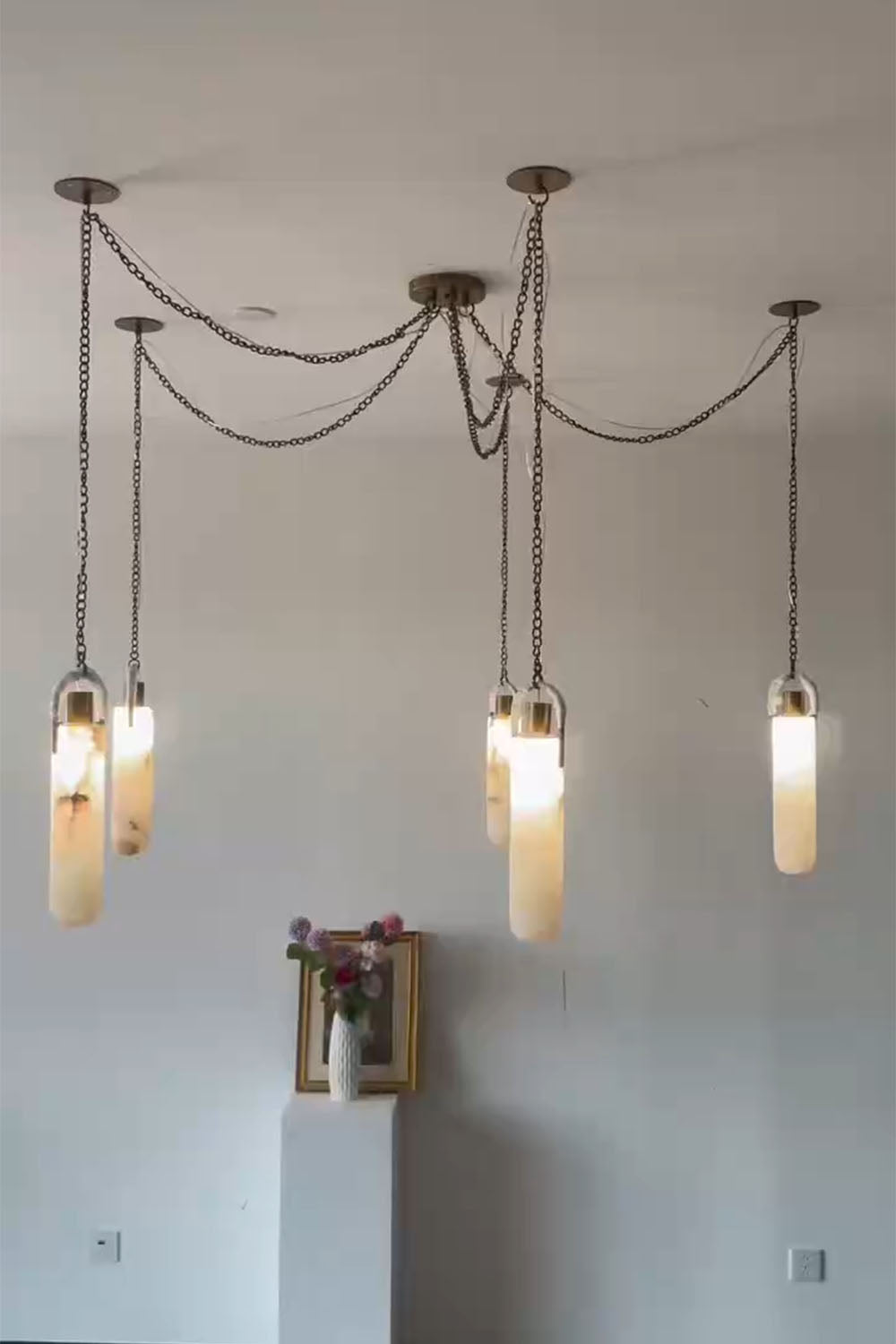 Multi-head Alabaster Cylindrical Chandelier - view 11 | everlamps