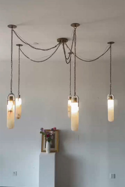 Multi-head Alabaster Cylindrical Chandelier - view 11 | everlamps