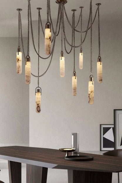 Multi-head Alabaster Cylindrical Chandelier - view 12 | everlamps