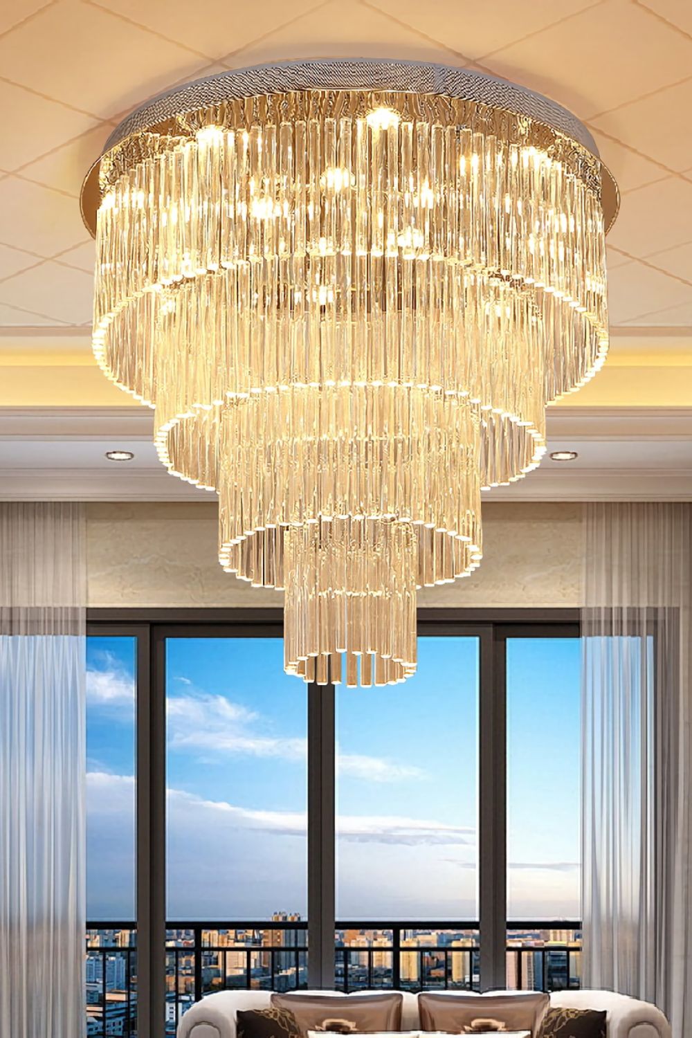 Multi Layers Round Raindrop Chandelier - everlamps