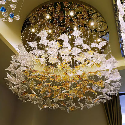 Multicolor Crystal Spiral Maple Leaf Chandelier