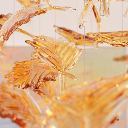 Multicolor Crystal Spiral Maple Leaf Chandelier