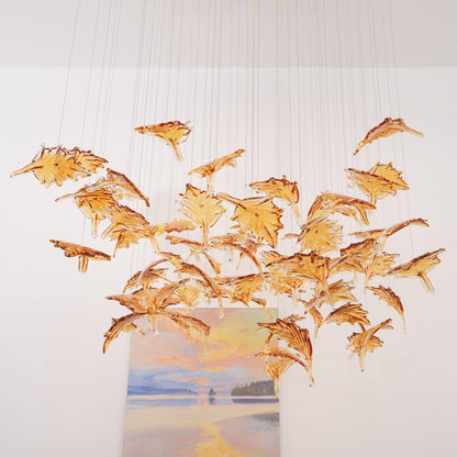 Multicolor Crystal Spiral Maple Leaf Chandelier