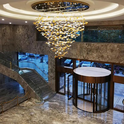 Multicolor Crystal Spiral Maple Leaf Chandelier