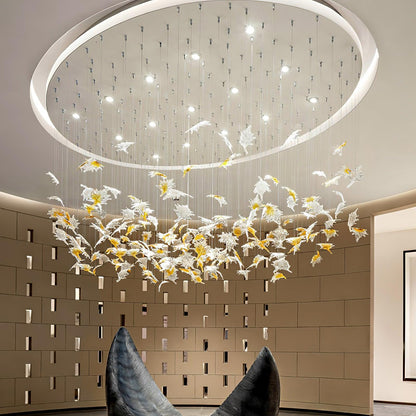 Multicolor Crystal Spiral Maple Leaf Chandelier