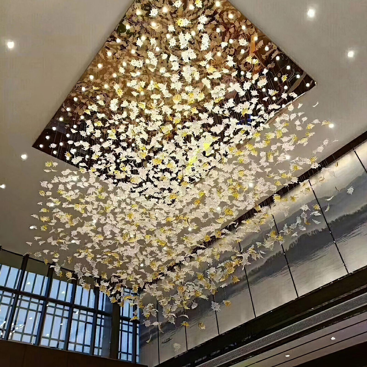Multicolor Crystal Spiral Maple Leaf Chandelier