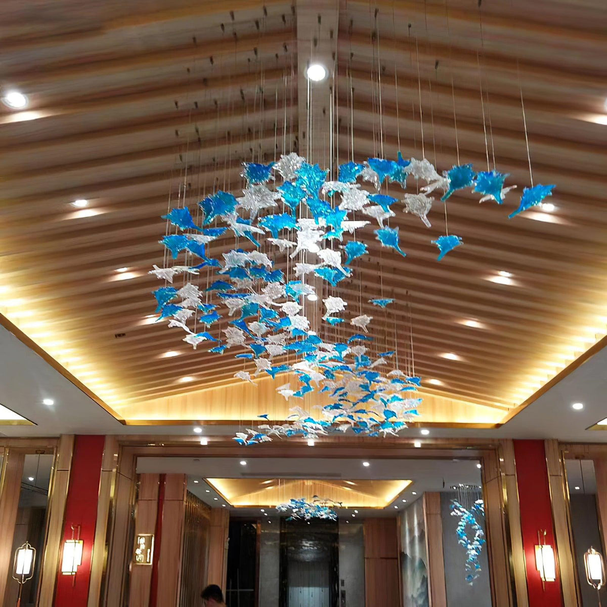 Multicolor Crystal Spiral Maple Leaf Chandelier