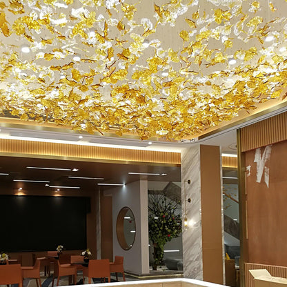 Multicolor Crystal Spiral Maple Leaf Chandelier
