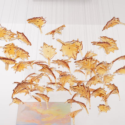 Multicolor Crystal Spiral Maple Leaf Chandelier