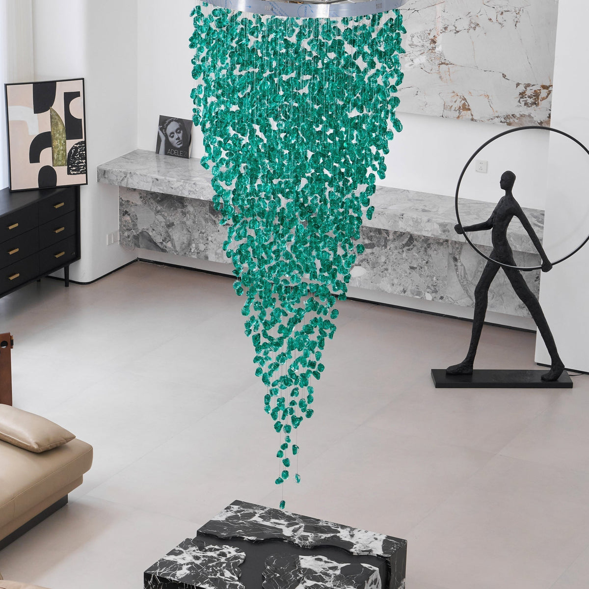Crystal Stone Crystal Spiral Chandelier