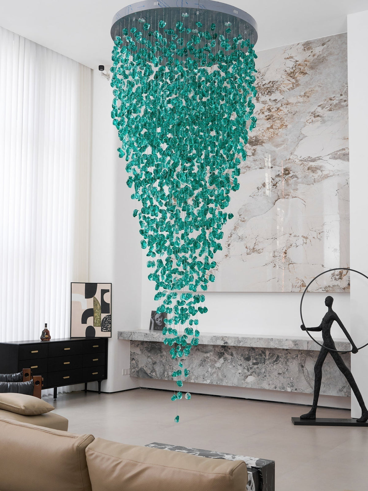 Crystal Stone Crystal Spiral Chandelier