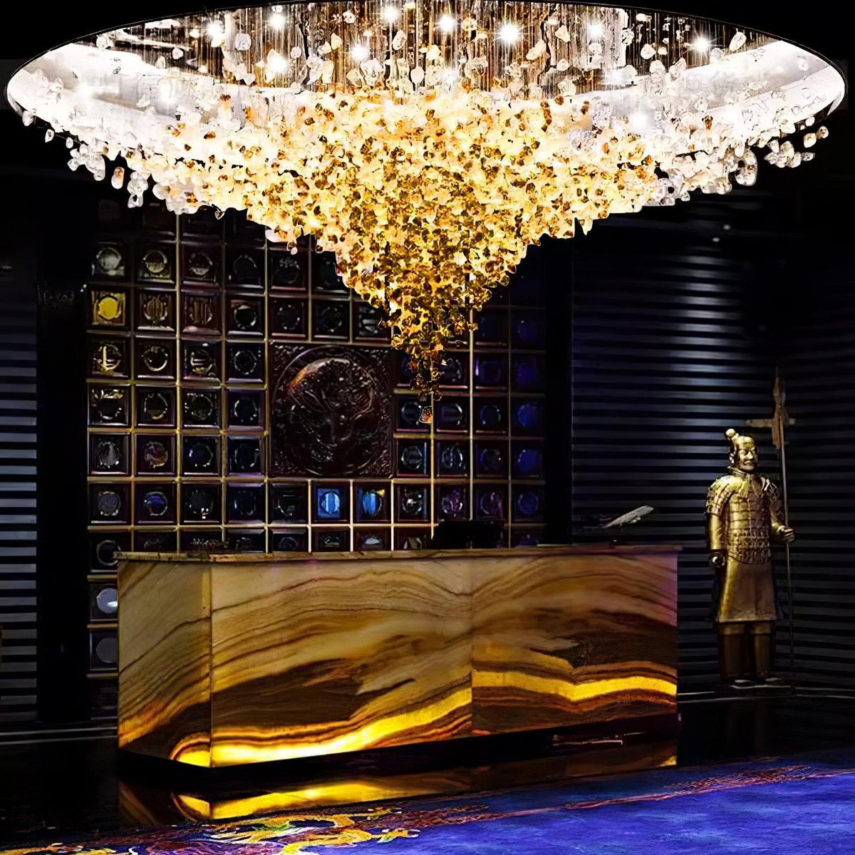 Crystal Stone Crystal Spiral Chandelier
