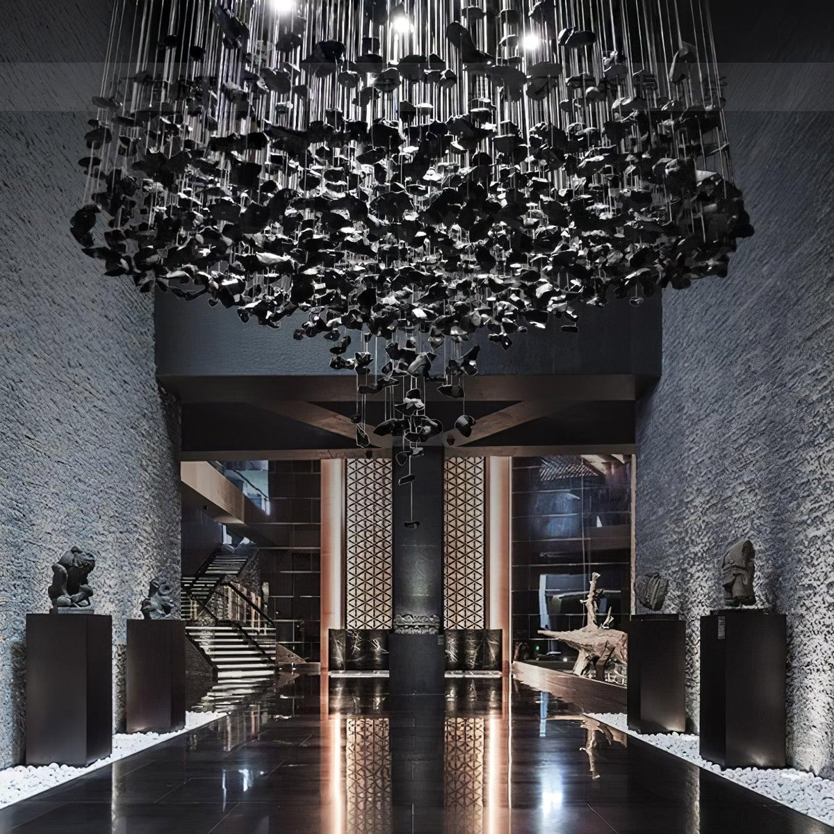 Crystal Stone Crystal Spiral Chandelier