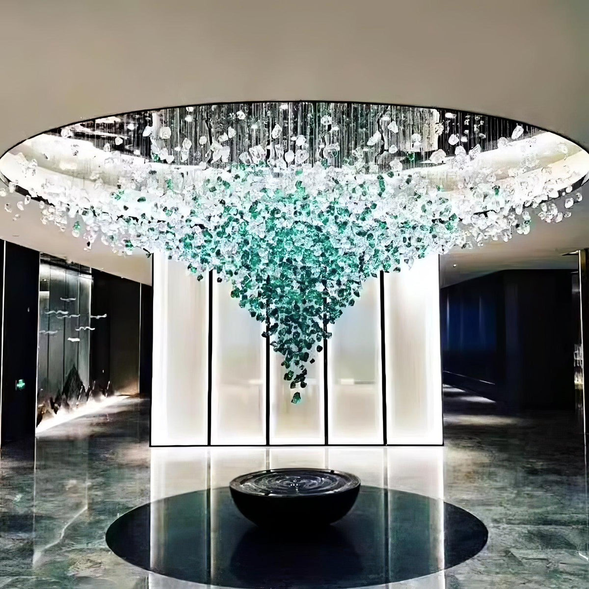 Crystal Stone Crystal Spiral Chandelier