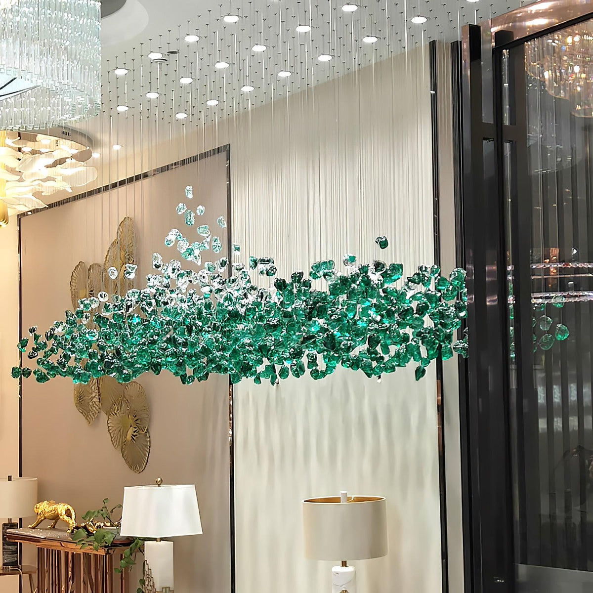Crystal Stone Crystal Spiral Chandelier